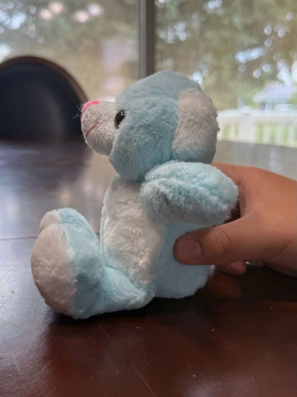Blue and White Plush Teddy Bear - Soft Small Stuffed Animal